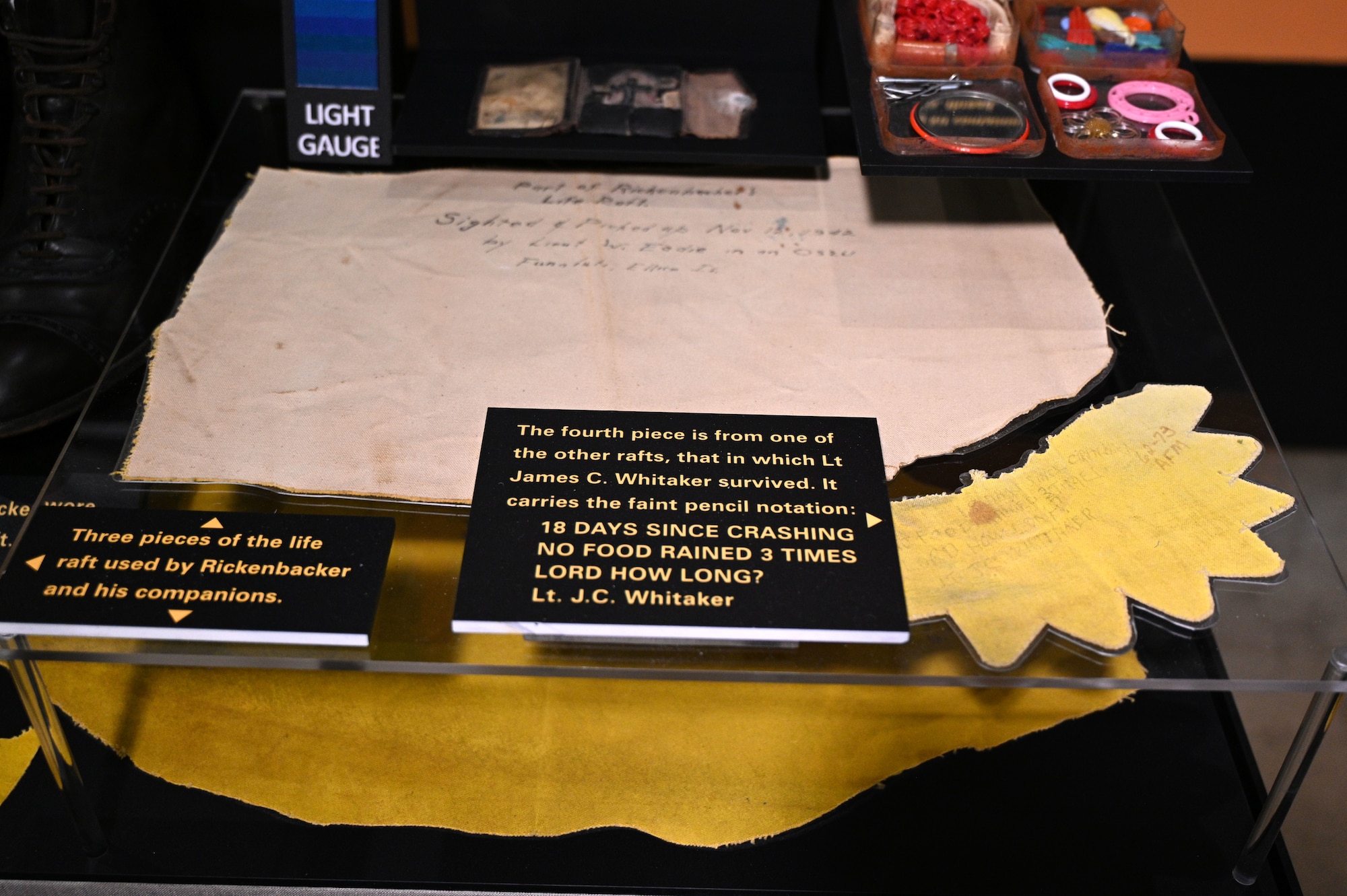Eddie Rickenbacker Adrift in the Pacific exhibit case