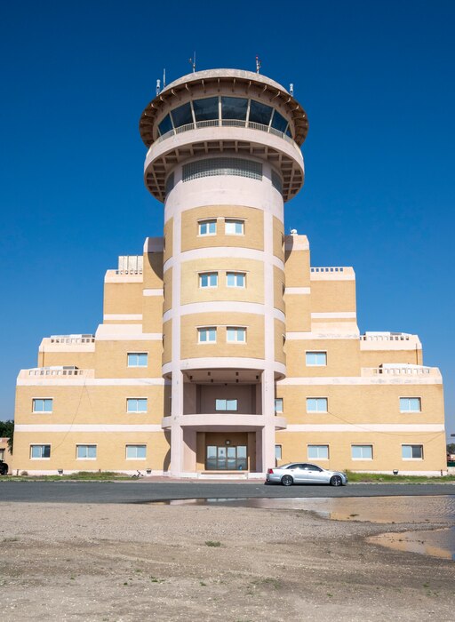 Pictured is the Air Traffic Control Tower at Ali Al Salem Air Base on Jan. 18, 2023.