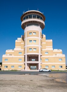 Pictured is the Air Traffic Control Tower at Ali Al Salem Air Base on Jan. 18, 2023.