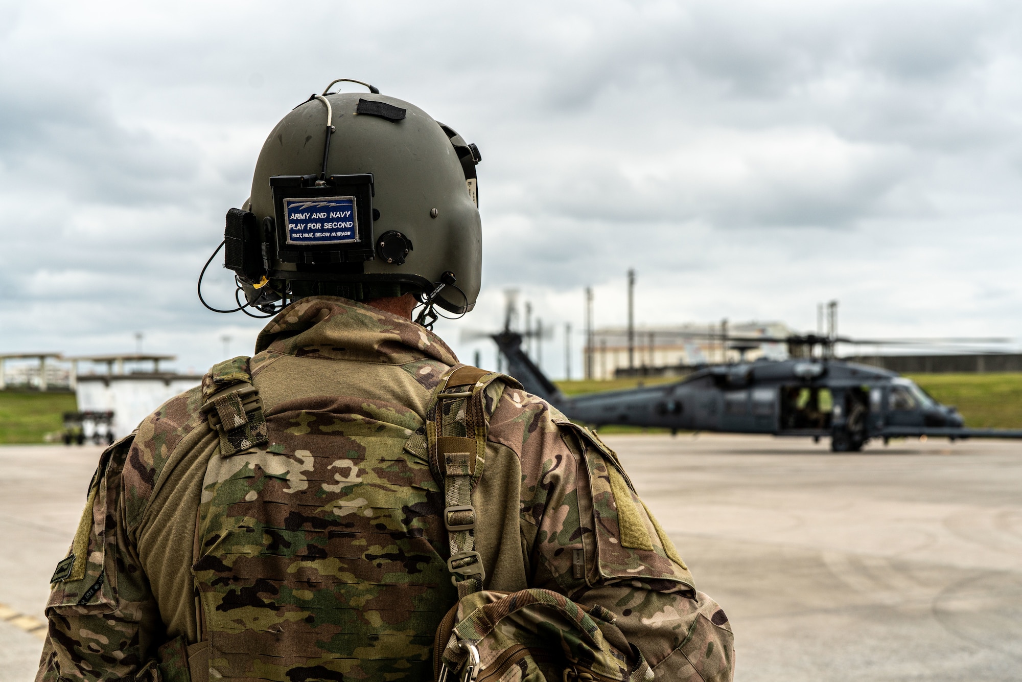 An Airman prepares for a flight.