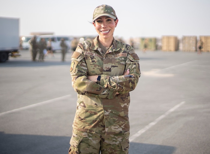 Airman posing outside