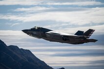 A U.S. Marine Corps F-35B from Marine Fighter Attack Squadron-211, Marine Corps Air Station Yuma, Arizona, takes off prior to the start of Red Flag 23-1 at Nellis Air Force Base, Nev., Jan 19, 2023.