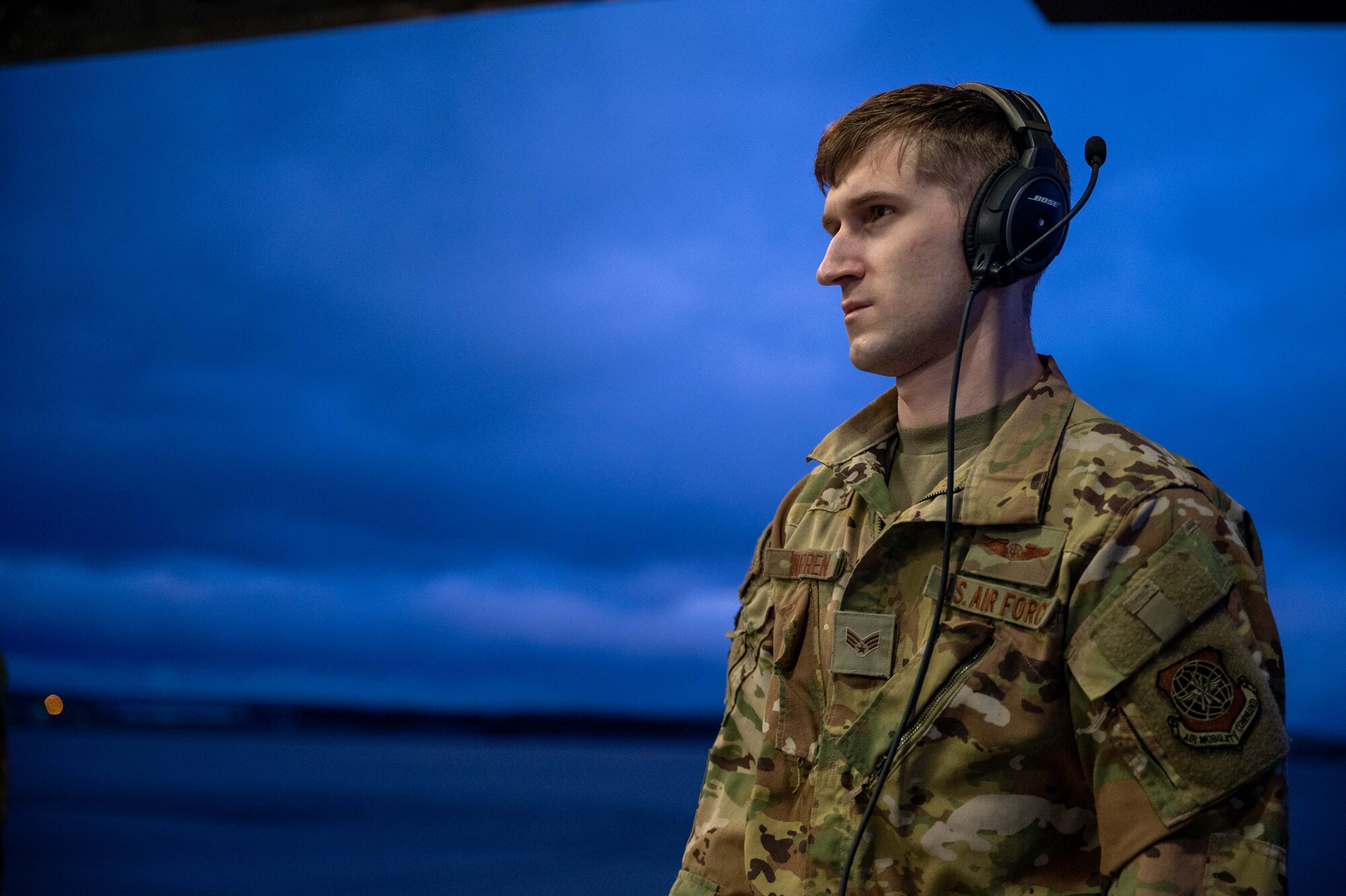 Senior Airman Matthew Warren, 3rd Airlift Squadron loadmaster, prepares to unload a CH-47F Chinook helicopter from a C-17 Globemaster III assigned to Dover Air Force Base, Delaware, during a foreign military sales mission, Torrejón Air Base, Spain, Jan. 16, 2023. The United States and Spain recognize the central importance of the NATO alliance in ensuring transatlantic peace and security. As NATO Allies for 40 years, the U.S. and Spain are steadfastly committed to providing NATO with ready forces and capabilities, strengthening transatlantic ties. (U.S. Air Force photo by Senior Airman Faith Barron)