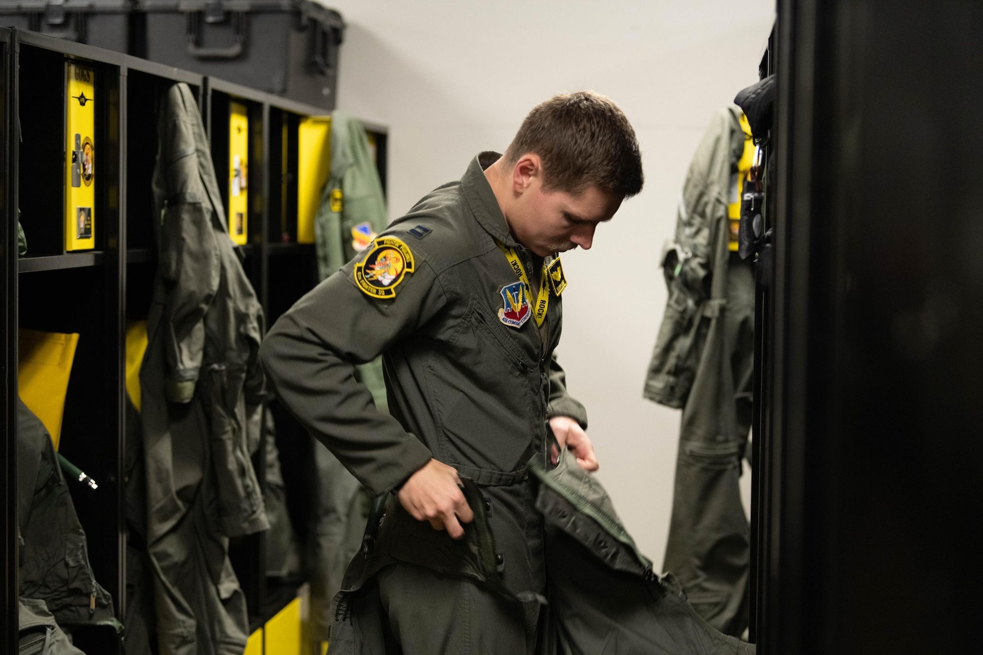 Pilots assigned to the 388th Fighter Wing prepare to step to their aircraft as part of a regular training sortie, Hill Air Force Base Utah, Jan, 26th 2023.