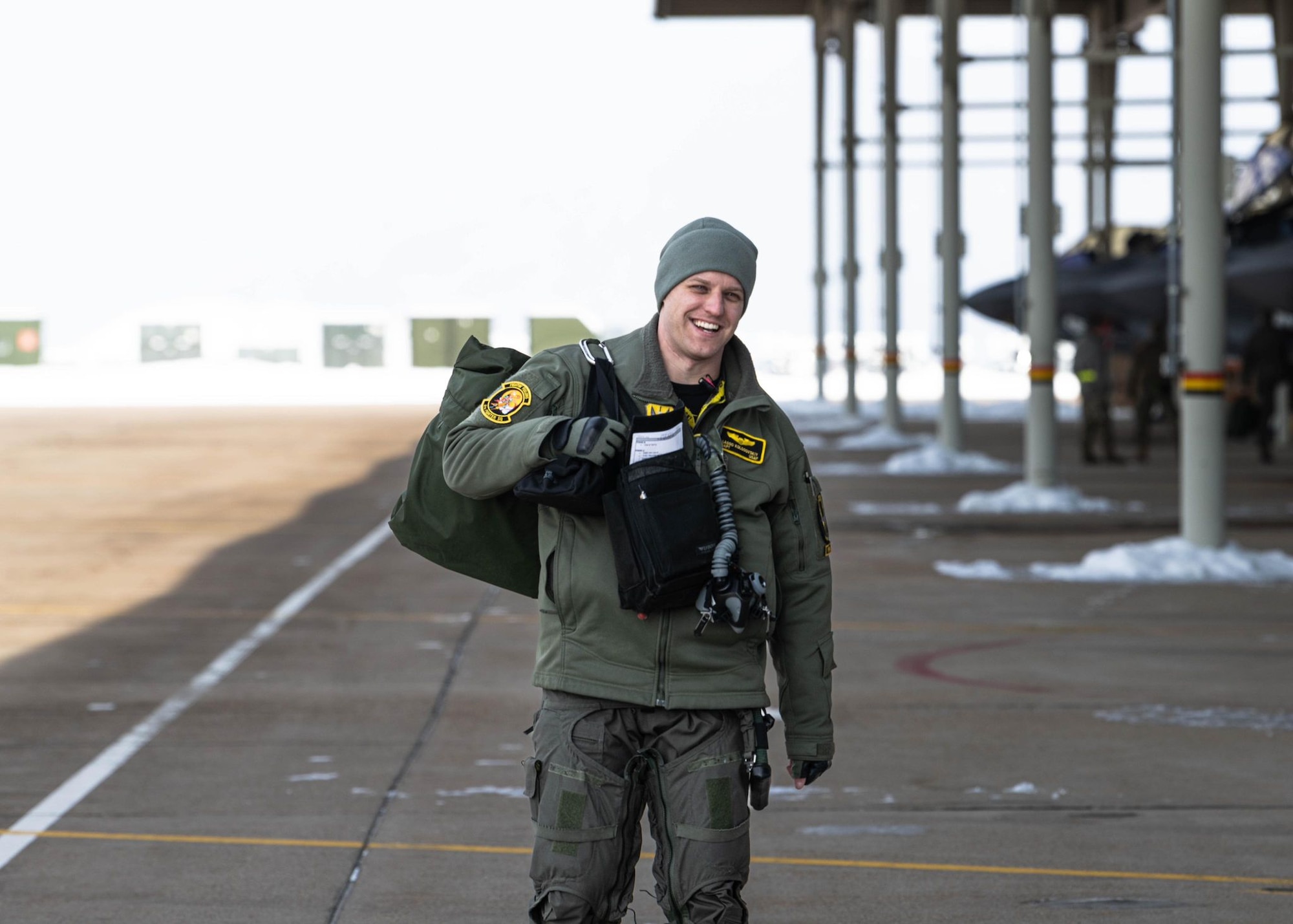 Pilots assigned to the 388th Fighter Wing prepare to step to their aircraft as part of a regular training sortie, Hill Air Force Base Utah, Jan, 26th 2023.