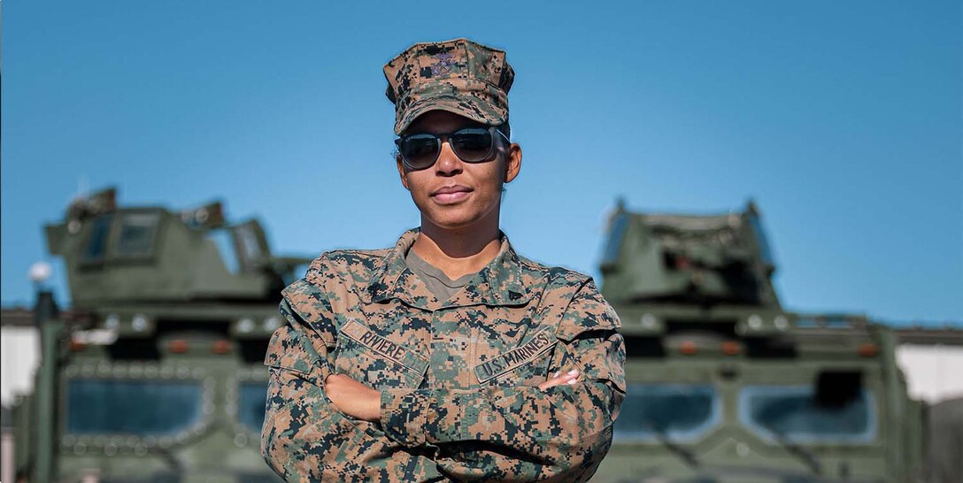 U.S. Marine Corps Cpl. Nailey Riviere, a motor transport operator with Combat Logistics Battalion 15, Combat Logistics Regiment 1, 1st Marine Logistics Group, poses for a picture at Camp Pendleton, California, Dec. 9, 2022.