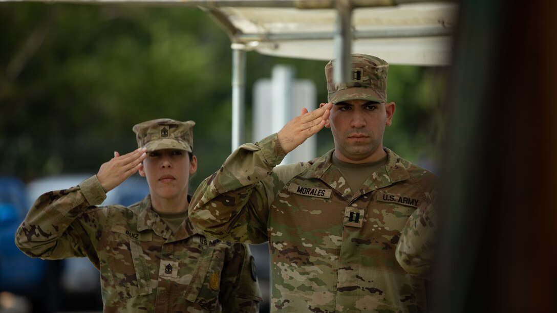 U.S. Army Reserve Brig. Gen. Eric Folkestad, Deputy Commanding General 81st Readiness Division, delivering his remarks at the Aguadilla Army Reserve Center ribbon cutting ceremony, Jan. 22,2023 in Puerto Rico.