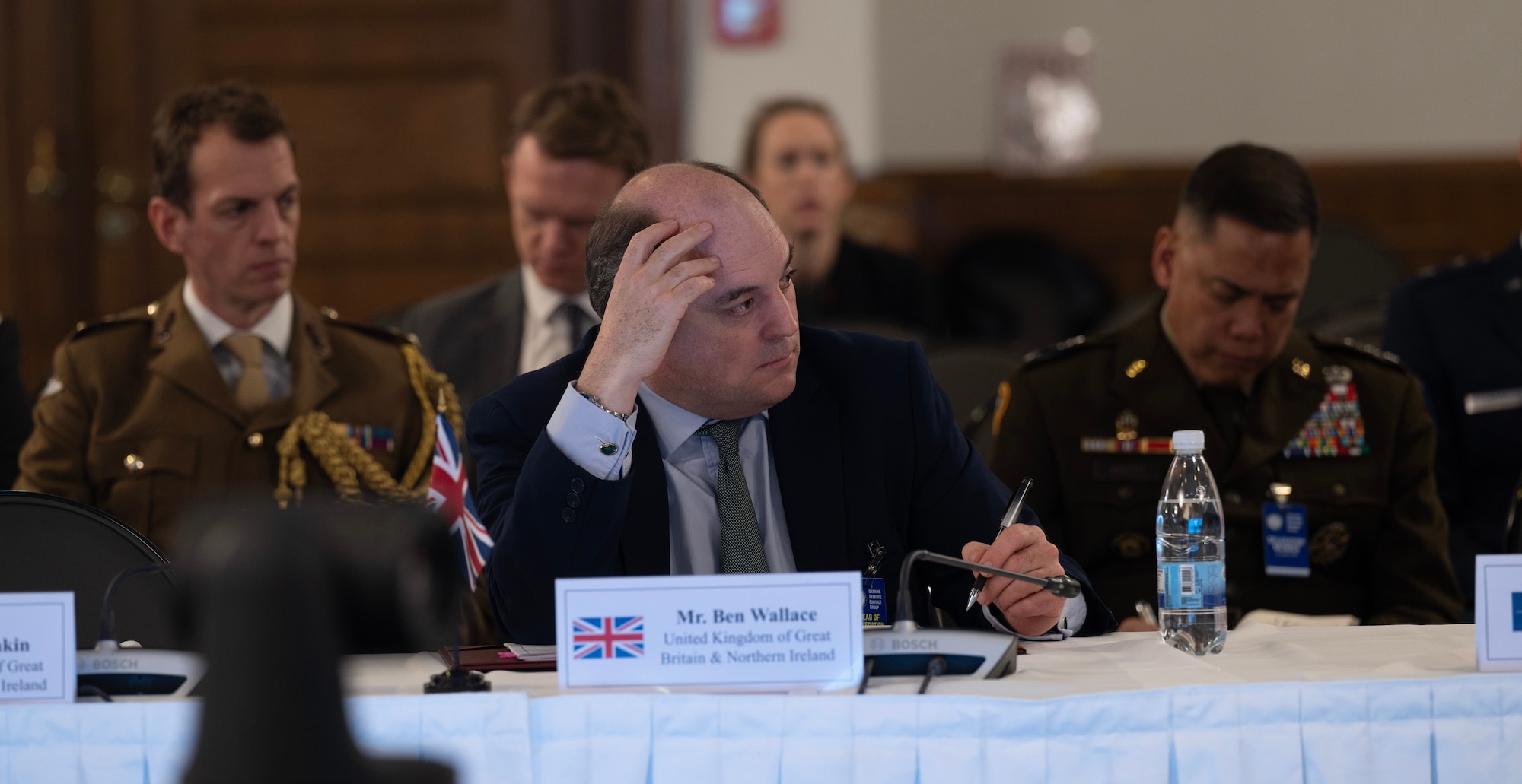 Secretary of State for Defence of the United Kingdom Ben Wallace participates in the Ukraine Defense Contact Group at Ramstein Air Base, Germany