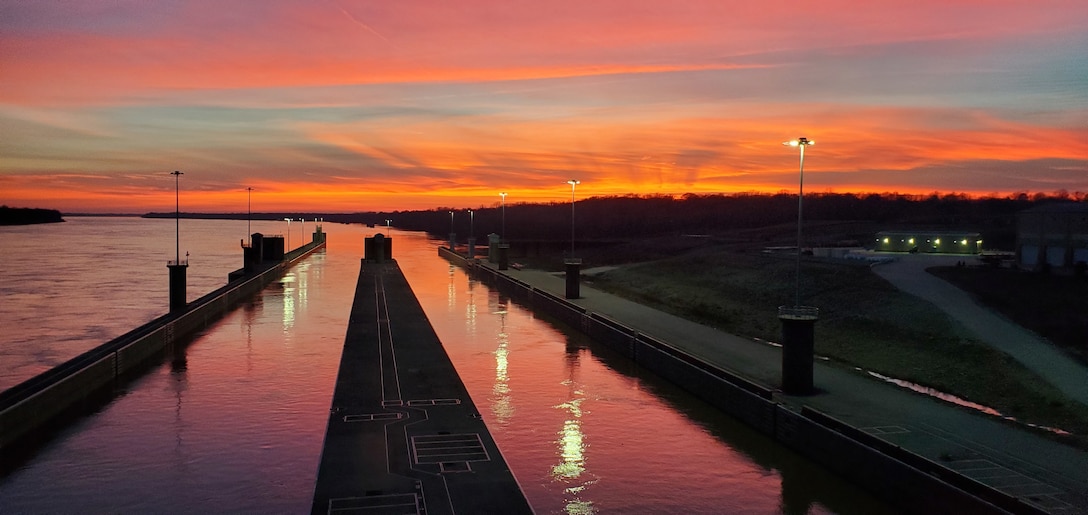 Sunset at Olmsted Locks and Dam