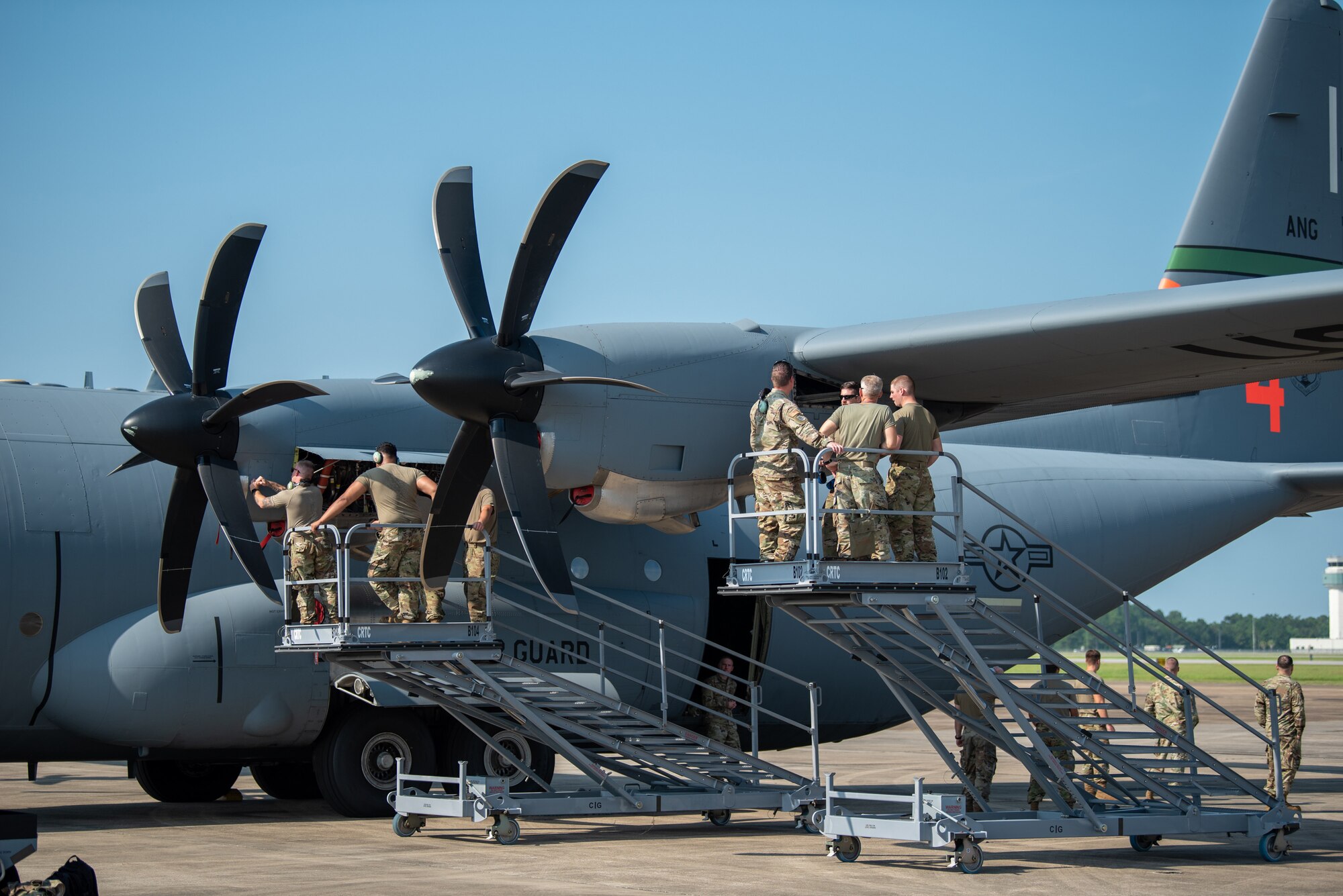 Airmen at Maintenance University learn about the engines of the C-130J Super Hercules at the Gulfport Combat Readiness Training Center in Gulfport, Miss., Aug. 17, 2022. More than 300 Air Guardsmen from Kentucky, Texas, West Virginia, Rhode Island and California trained on career-specific proficiencies during the intensive week-long course. (U.S Air National Guard photo by Phil Speck)