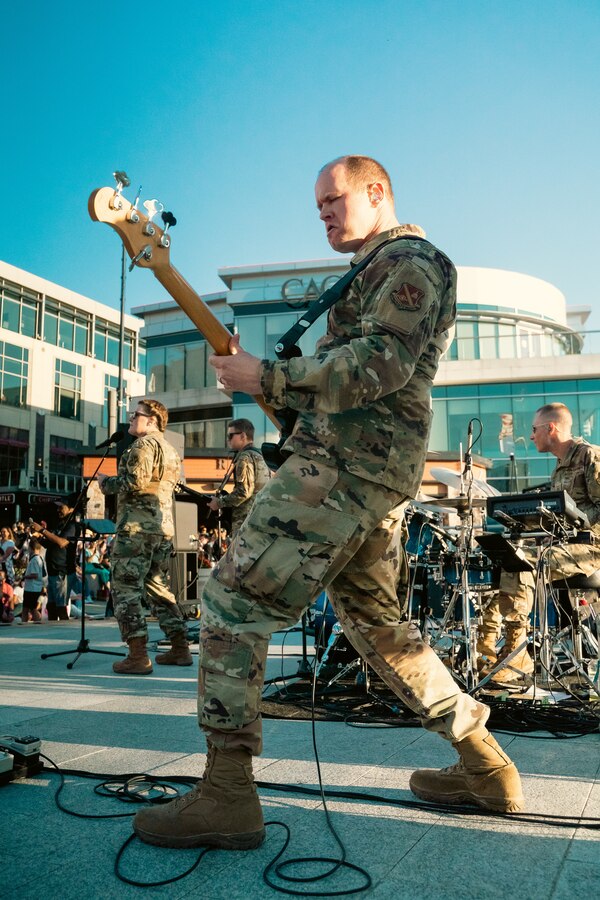 Various new pictures of the performing group Max Impact, from the United States Air Force Band.