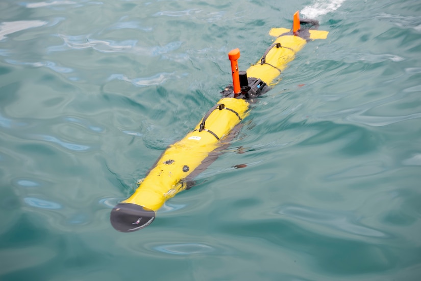 An underwater vehicle navigated through a body of water.