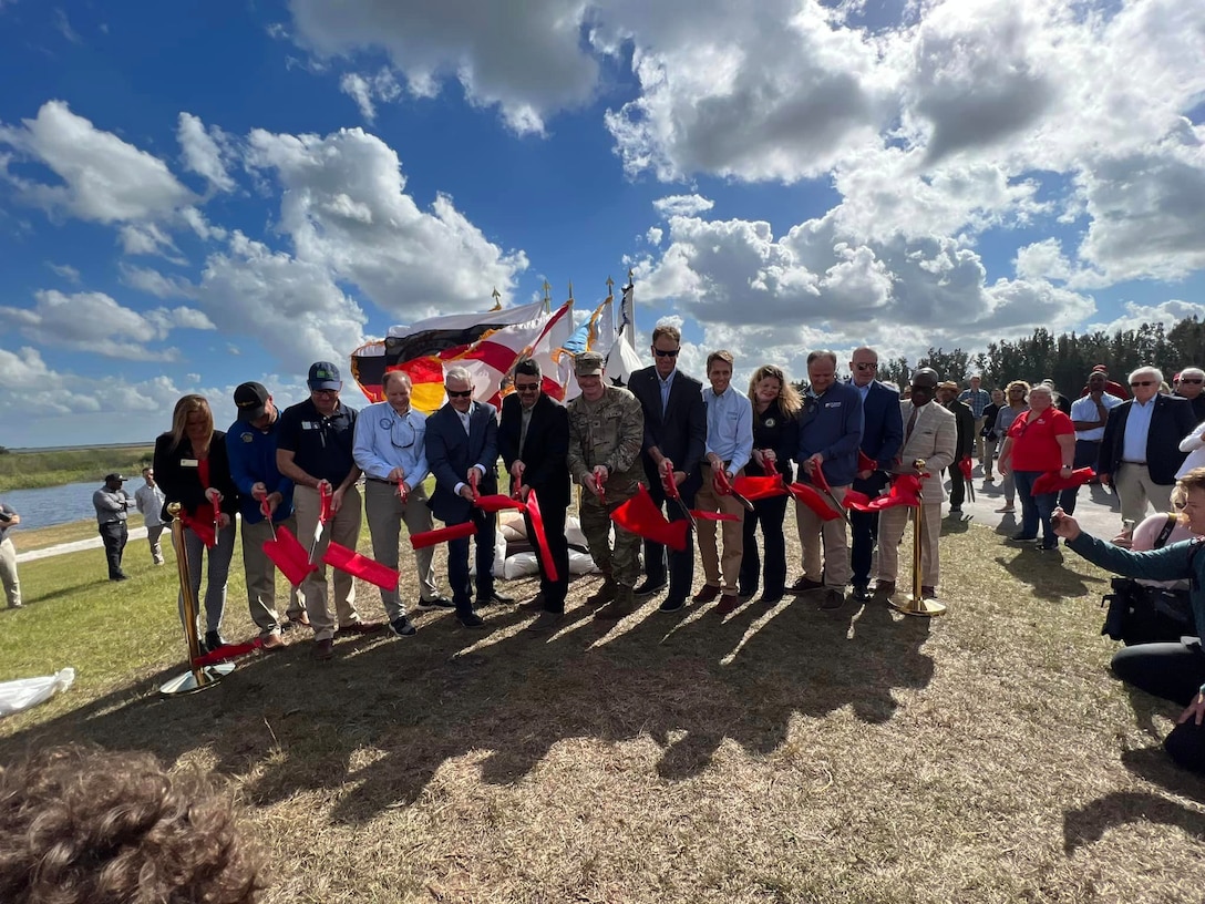 The U.S. Army Corps of Engineers Jacksonville District (USACE) hosted a ribbon-cutting event to celebrate completion of construction for the Herbert Hoover Dike Rehabilitation in Clewiston, Florida.
