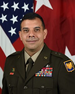 U.S. Army Brig. Gen. John Andonie poses for his official portrait in the Army portrait studio at the Pentagon in Arlington, Va., May 21, 2021.