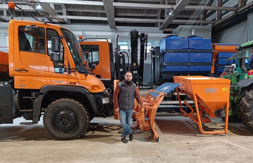 Giancarlo Giardina, the maintenance supervisor from Logistics Readiness Center Benelux, poses for a photo in front of some U.S. Army Garrison Benelux snow removal equipment at Chièvres Air Base. Giardina and his small team of five personnel are responsible for the upkeep and maintenance on all the snow and ice removal vehicles and equipment at Chièvres Air Base to include snow sweepers, plows and 36-ton trucks with de-icing systems and cranes. (U.S. Army courtesy photo)
