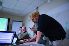 Dustin Bryson, a customer support specialist assigned to Incident Support Team 1 of Joint Task Force Civil Support troubleshoots a satellite internet connection as part of Exercise Sudden Response 23, at Camp Mabry, Texas, Dec. 8, 2022.