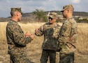 U.S. Army Maj. Gen. Jeffrey P. Van, center, the Joint Task Force Civil Support commanding general, discusses Exercise Sudden Response 23 with U.S. Marine Col. Dean Shulz, left, the Marine Corps Chemical, Biological Incident Response Force commanding officer, and U.S. Army Col. Anthony Barbina, the 36th Engineering Brigade commanding officer and Task Force Operations commander at Fort Hood, Texas Dec. 9, 2022. Military units comprising the Defense CBRN Response Force (DCRF) participated in Exercise Sudden Response 23 Dec. 7-13 in Camp Mabry, Austin and Fort Hood, Texas.