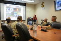 Cathryn Lindsay, the deputy director of public affairs at Joint Task Force Civil Support, conducts media training and interview preparation for 1st Medical Brigade senior leadership during Exercise Sudden Response 23 at Fort Hood, Texas Dec. 10, 2022.