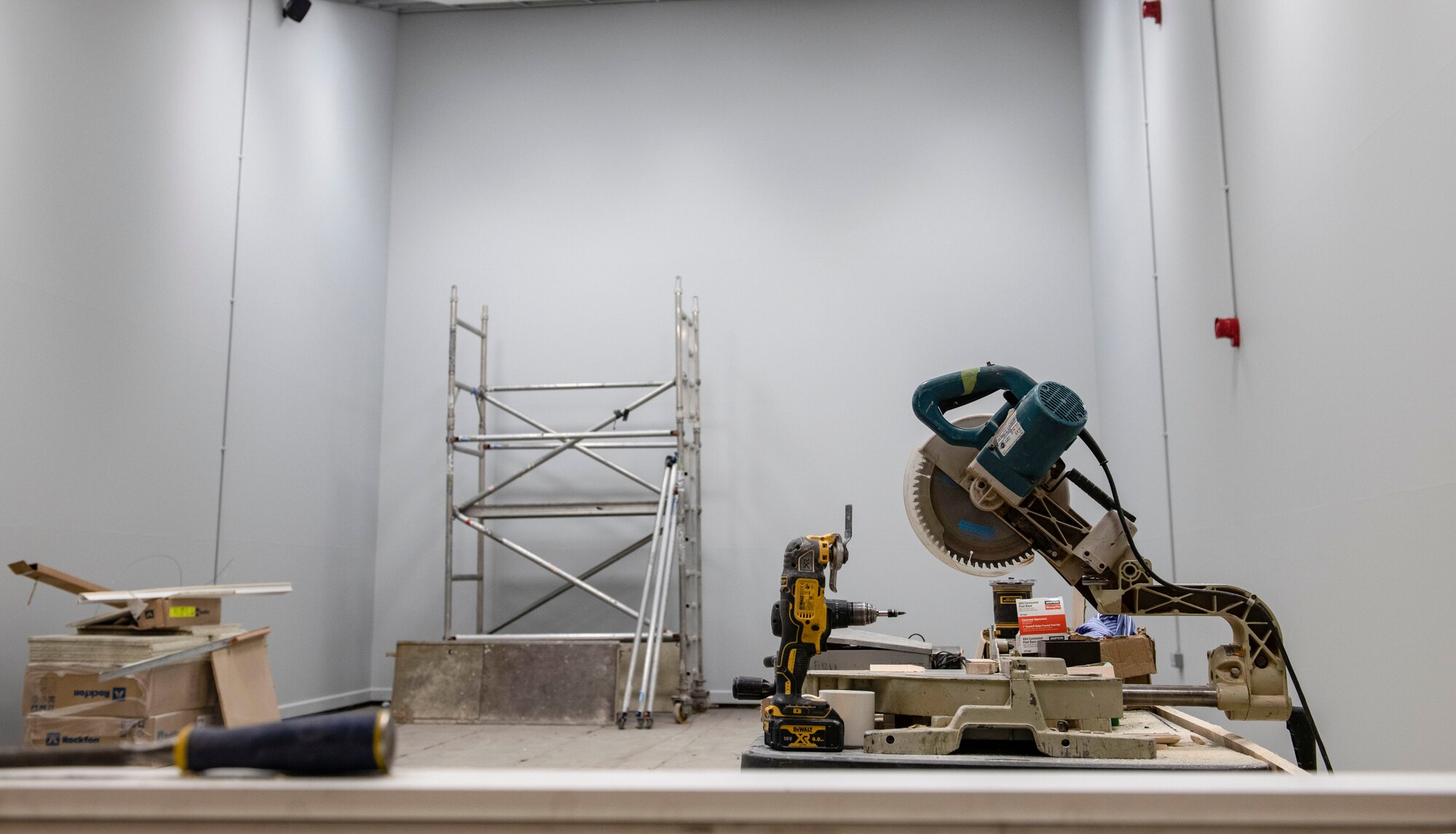 The former racquetball court undergoes construction at RAF Croughton