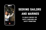 Graphic promoting Naval Safety Command (NAVSAFECOM) 2023 Fleet-Facing Public Affairs Campaign. NAVSAFECOM seeks Sailors and Marines to feature in safety campaigns and promotions.