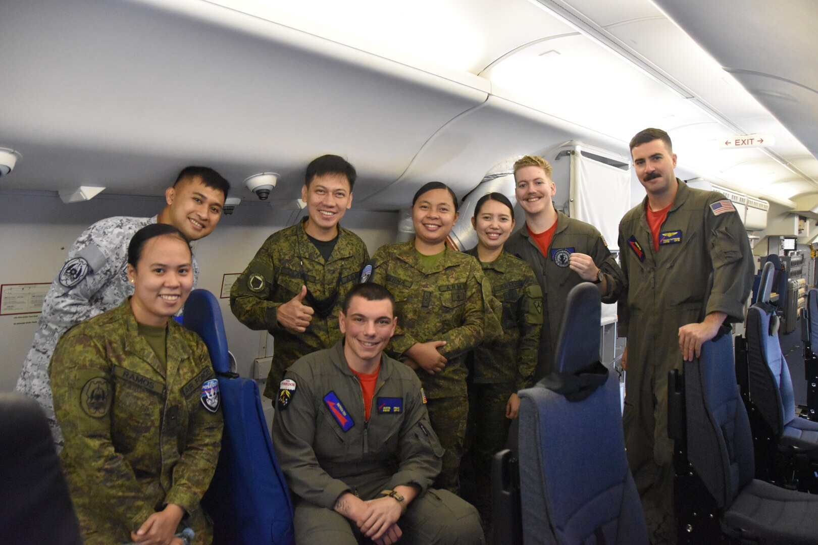 Sailors of Combat Air Crew Eleven, assigned to the “Red Lancers” of Patrol Squadron (VP) 10, and members of the Armed Forces of the Philippines pose for a photo during a joint Philippine Sea operational flight as part of a weeklong engagement promoting joint regional security and partnerships out of Mactan, Philippines. VP-10 is based in Jacksonville, Florida and is currently operating from Kadena Air Base in Okinawa, Japan. It conducts maritime patrol and reconnaissance, as well as theater outreach operations, as part of a rotational deployment to the U.S. 7th Fleet area of operations. (U.S. Navy photo by Lt. j.g. Travis Goebel)