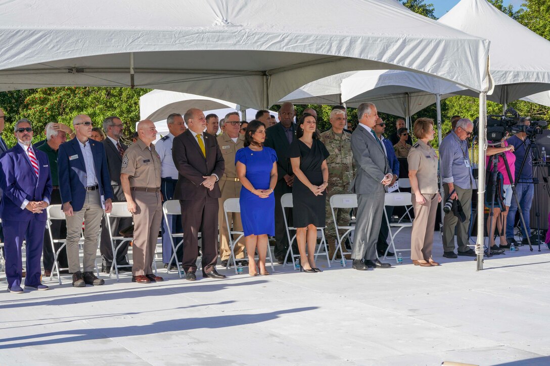 Gen. Laura Richardson, commander of U.S. Southern Command (SOUTHCOM), right, stands with distinguished guests during a groundbreaking ceremony for the future site of the new military housing complex supporting SOUTHCOM's service members and their families.