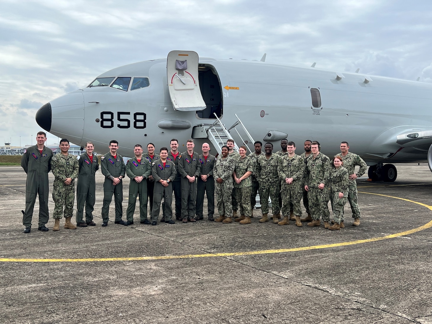 (230124-N-FY142-0001) COLOMBO, Sri Lanka (Jan. 24, 2023) – Members assigned to the “Red Lancers” of Patrol Squadron (VP) 10 pose for a photo during exercise Cooperation Afloat Readiness and Training/Marine Exercise Sri Lanka 2022. VP-10 is currently operating from Kadena Air Base in Okinawa, Japan. The squadron conducts maritime patrol and reconnaissance, as well as theater outreach operations, as part of a rotational deployment to the U.S. 7th Fleet area of operations. (U.S. Navy photo by Lt. j.g. Brian DePaola)