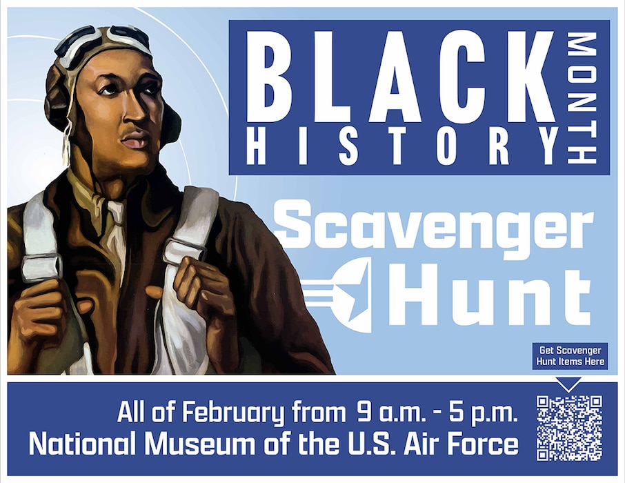 Graphic advertising a Black History Month scavenger hunt at the National Museum of the U.S. Air Force.