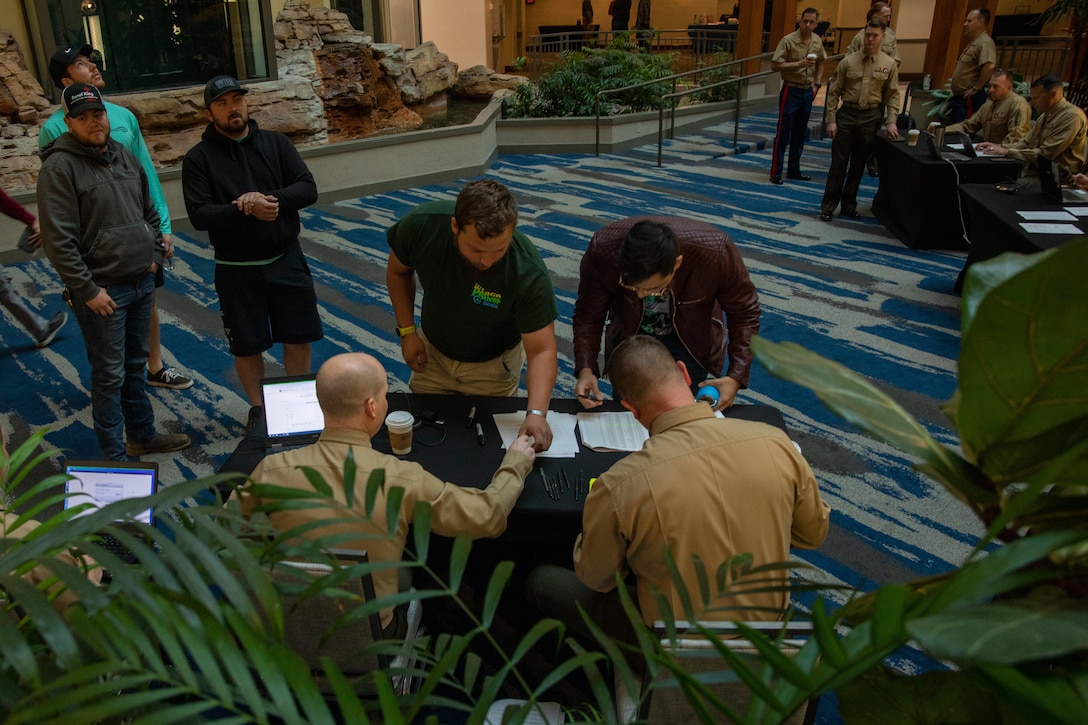 Individual Ready Reserve Marines attend an IRR Muster in Tampa, Florida