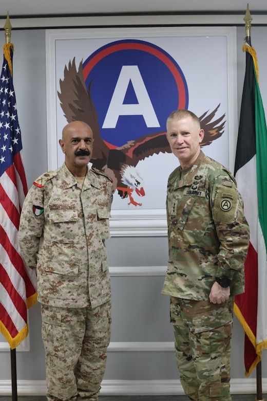 Lt. Gen. Patrick D. Frank, commander, U.S. Army Central, and Brig. Gen. Mohammed Al-Dhafiri, commander, Kuwait Land Forces,