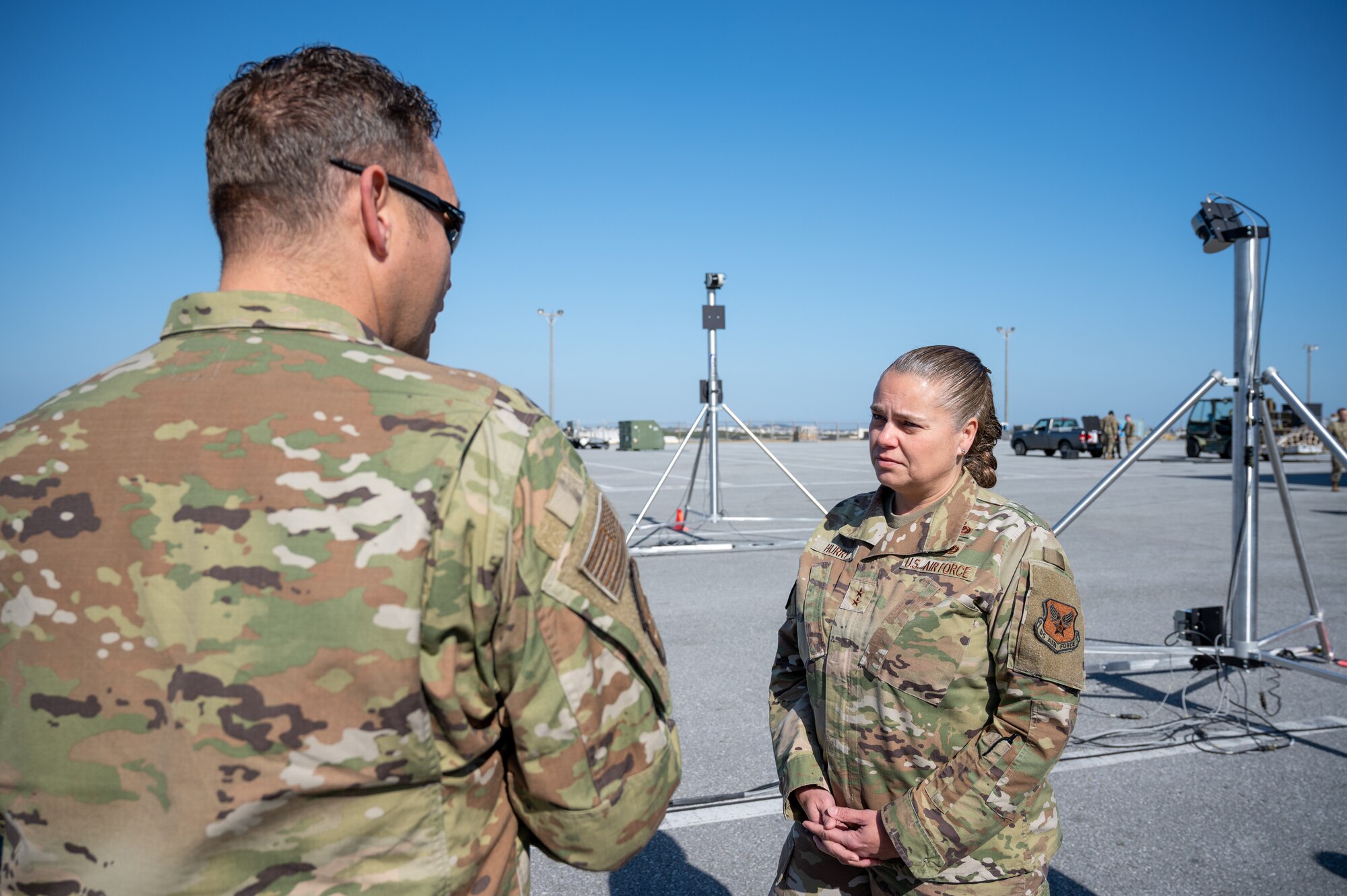 Airmen speak to each other