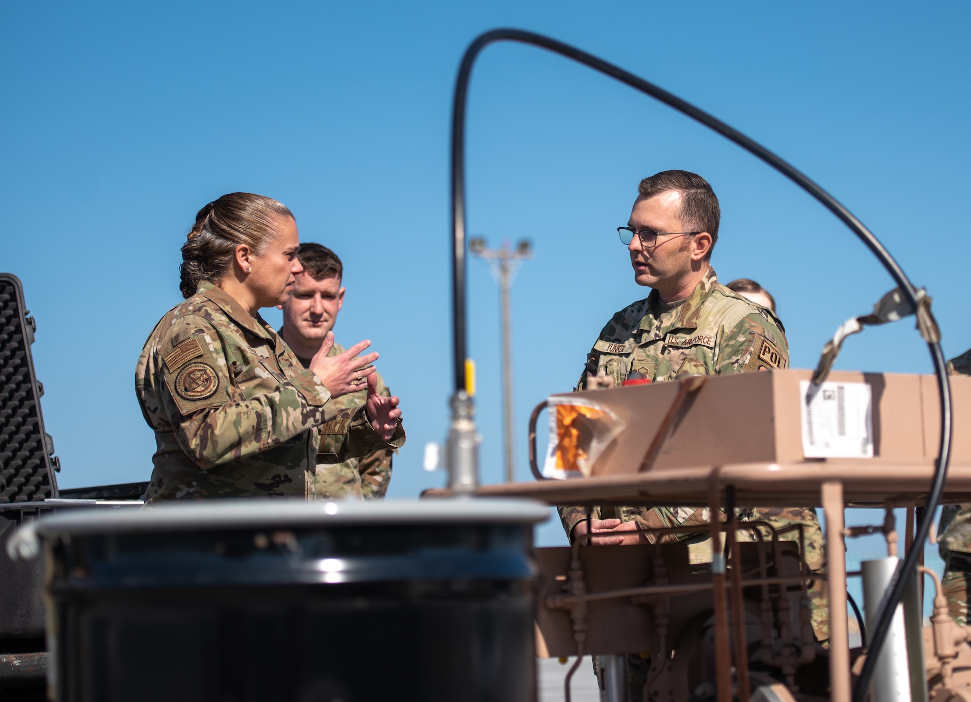 Airmen speak to each other