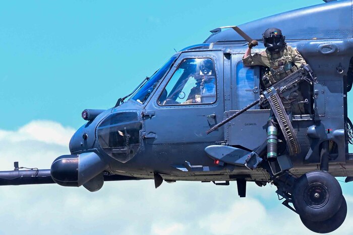 U.S Air Force Tech. Sgt. Kayleigh Jones, 56th Rescue Squadron special missions aviator instructor, poses for a photo