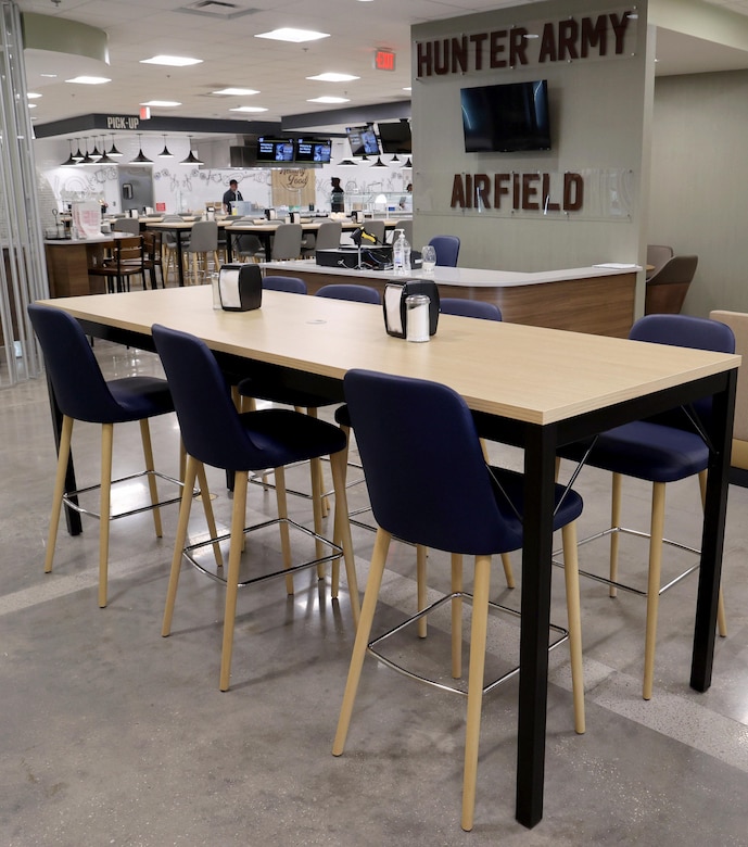 The Hunter Army Airfield Warrior Restaurant near Savannah, Georgia, recently received a full-scale renovation that included all new furniture via a contract awarded by the U.S. Army Engineering and Support Center, Huntsville’s Furnishings Program. (Photo by Chris Putman)