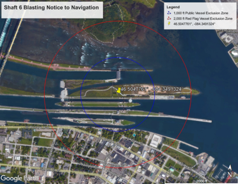 New Lock at the Soo blasting radius