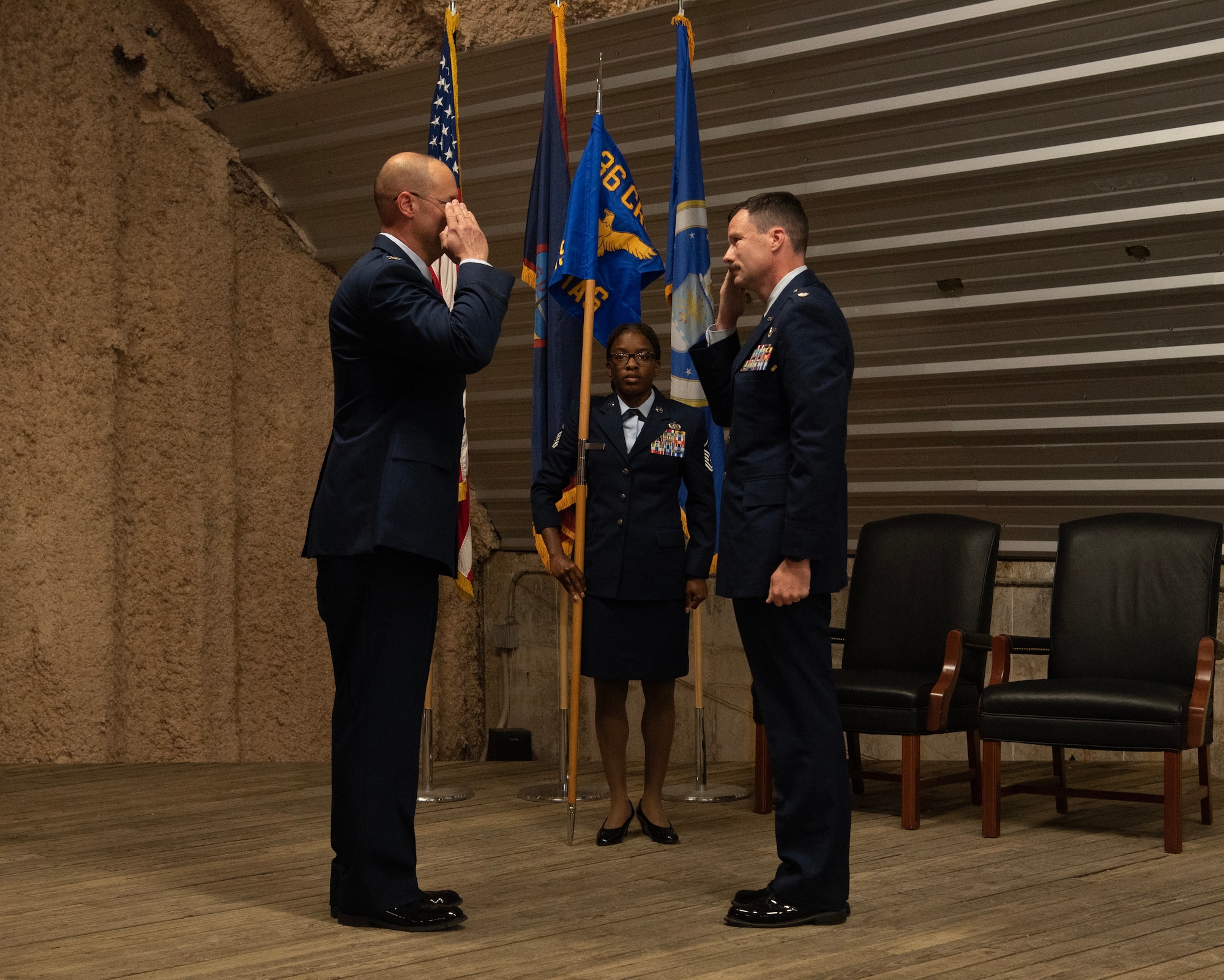 A Lt. Col. salutes a Colonel.
