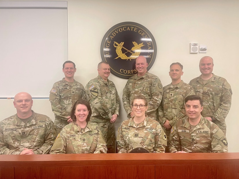 Eight Kentucky Army National Guard Judge Advocate Generals (JAG) recently completed the Basic Trial Advocacy Course (BTAC) at Fort Belvoir, Virginia from May 7-15, 2023. The course, hosted by the Trial Counsel Assistance Program (TCAP), marked the National Guard's first training session at TCAP.