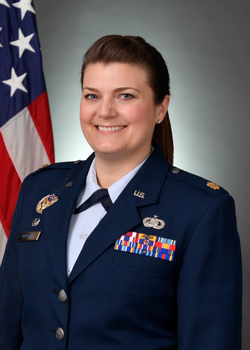 U.S. Air Force Maj. Rena Sandgren, commander of the 627th Force Support Squadron at Joint Base Lewis-McChord, Washington.