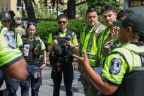 D.C. National Guard (DCNG) Soldiers and Airmen partner with the Washington Metropolitan Police Dept. to provide crowd management at designated metro stations throughout the district in support of #4thofJuly activities. Service members also provide directions, answer questions, or simply acknowledge appreciation from event attendees.  
Each year, DCNG assists district agencies with #IndependenceDay efforts, as well as other annual celebrations and support needs.
The D.C. National Guard is #AlwaysReady #AlwaysThere as many of the service members #LiveHere, #WorkHere, and #ServeHere.