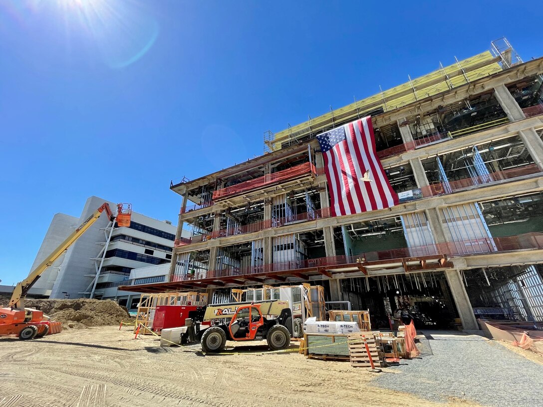 Scheduled for completion in fall 2024, the new Spinal Cord Injury/Community Living Center is shown June 28 at the Veterans Affairs San Diego Health Care System complex next to the main medical center building.