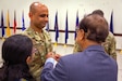 Venkatesh Srinivasan receives the rank of captain and is pinned his rank by his father during his commissioning ceremony at Joint Reserve Base Ellington, Texas on June 25, 2023. Srinivasan joined the Army Reserve in October 2015 and worked tirelessly to receive a direct commission as an officer at the rank of captain. (U.S. Army photo by Maj. Charles An, U.S. Army Reserve Innovation Command)