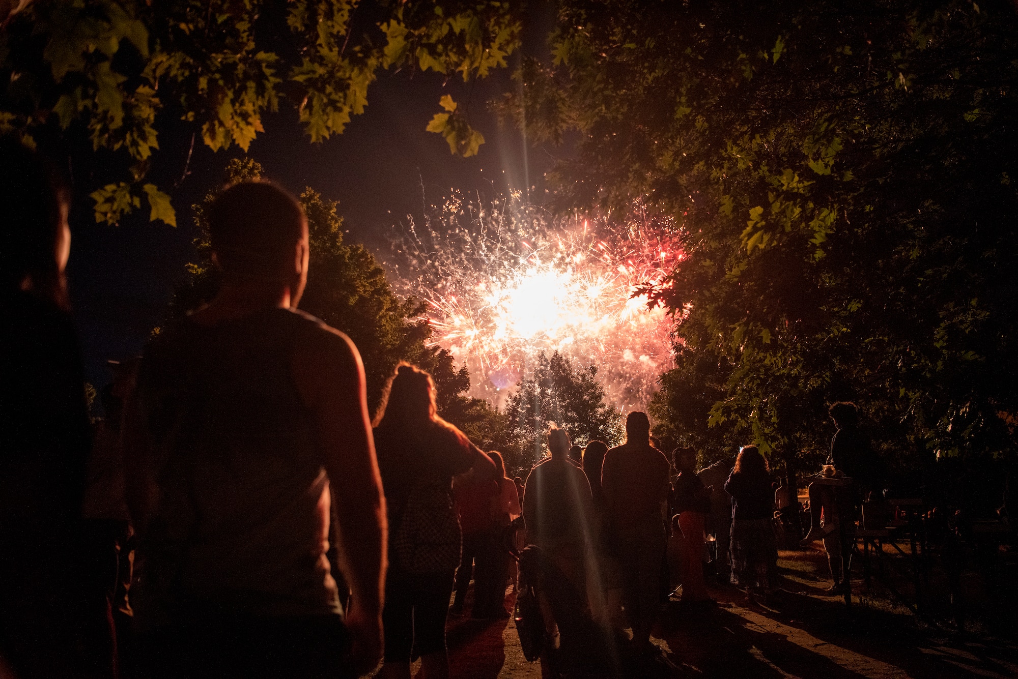 Members of the Kaiserslautern Military Community watch fireworks during Freedom Fest at Ramstein Air Base, Germany, July 4, 2023.