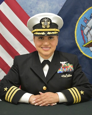 VIRGINIA BEACH, Va. (July 6, 2023) -- Official portrait of Cmdr. Alexa Sandifer. (U.S. Navy photo)