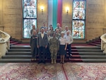 Members of  the Tennessee National Guard’s Women, Peace and Security delegation pose with Col. Nevyana Miteva and the Bulgarian delegation at the Bulgarian Ministry of Defense in Sofia June 22, 2023. Tennessee and Bulgaria are partners in the Department of Defense National Guard Bureau State Partnership Program.