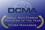 A graphic displaying the DCMA logo and the text, "Small Anti-Terror Program of the Year - DCMA Manassas."
