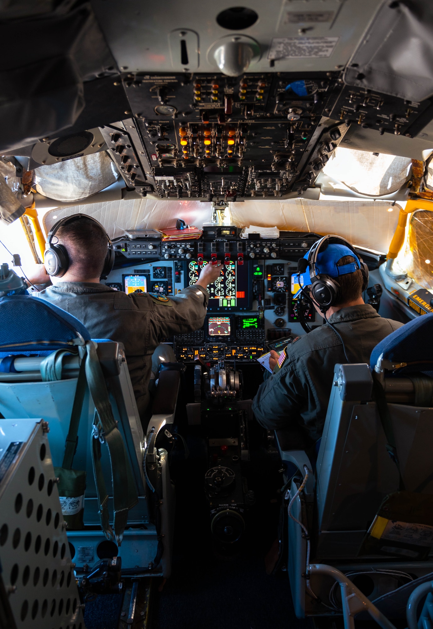 U.S. Air National Guardsman Maj. Daniel Kernen (left) and Maj. David Sproul (right), 161st Air Refueling Wing pilots.
