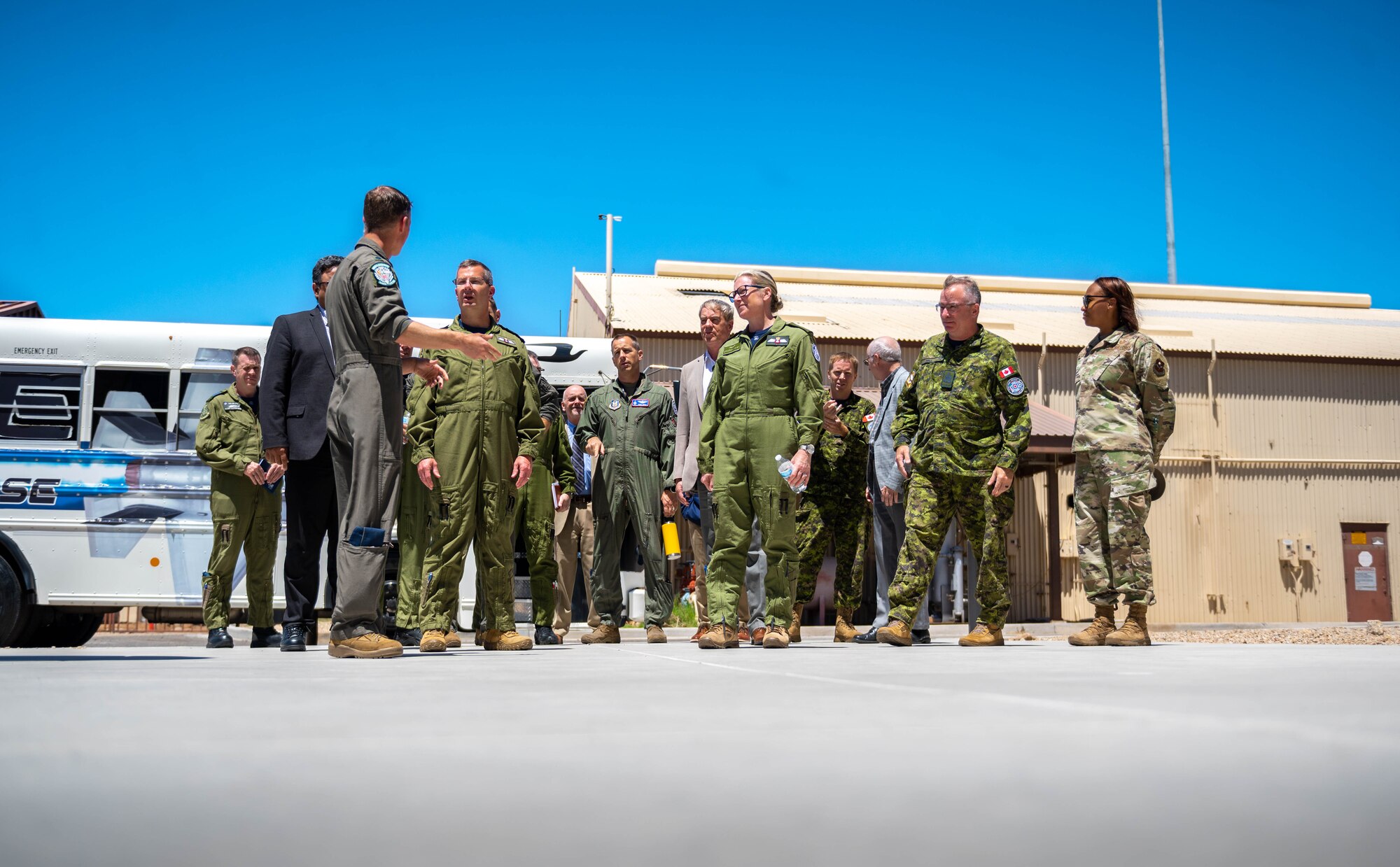 Royal Canadian Air Force Leadership, including Lt. Gen. Eric Kenny, RCAF commander, arrive to the 308th Fighter Squadron.