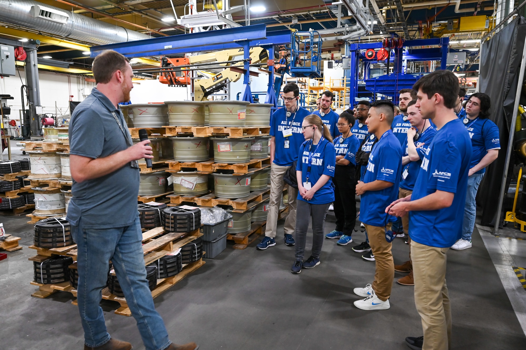 Students listen to a briefing