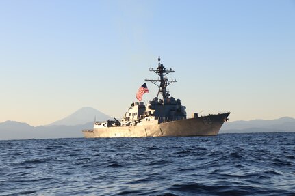 USS Howard (DDG 83) conducts small boat operations off the Japanese coast. Howard is assigned to Commander, Task Force (CTF) 71/Destroyer Squadron (DESRON) 15, the Navy's largest forward-deployed DESRON and the U.S. 7th Fleet's principal surface force.