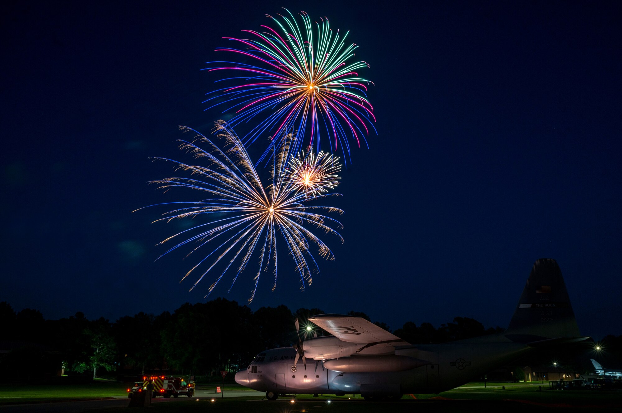 fireworks are presented on base